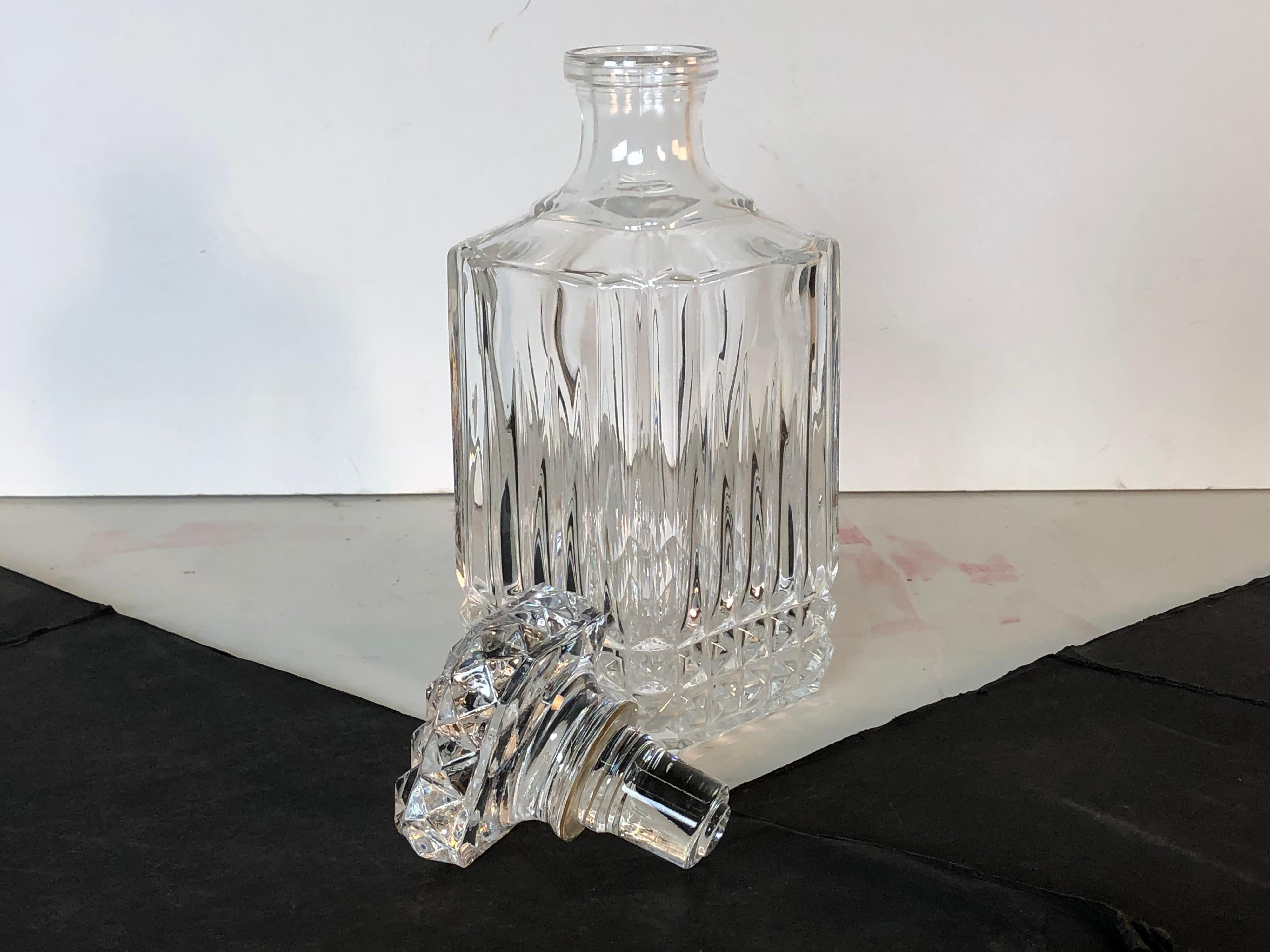 Mid-Century Modern Vintage 1960s Square Glass Diamond Point Decanter For Sale