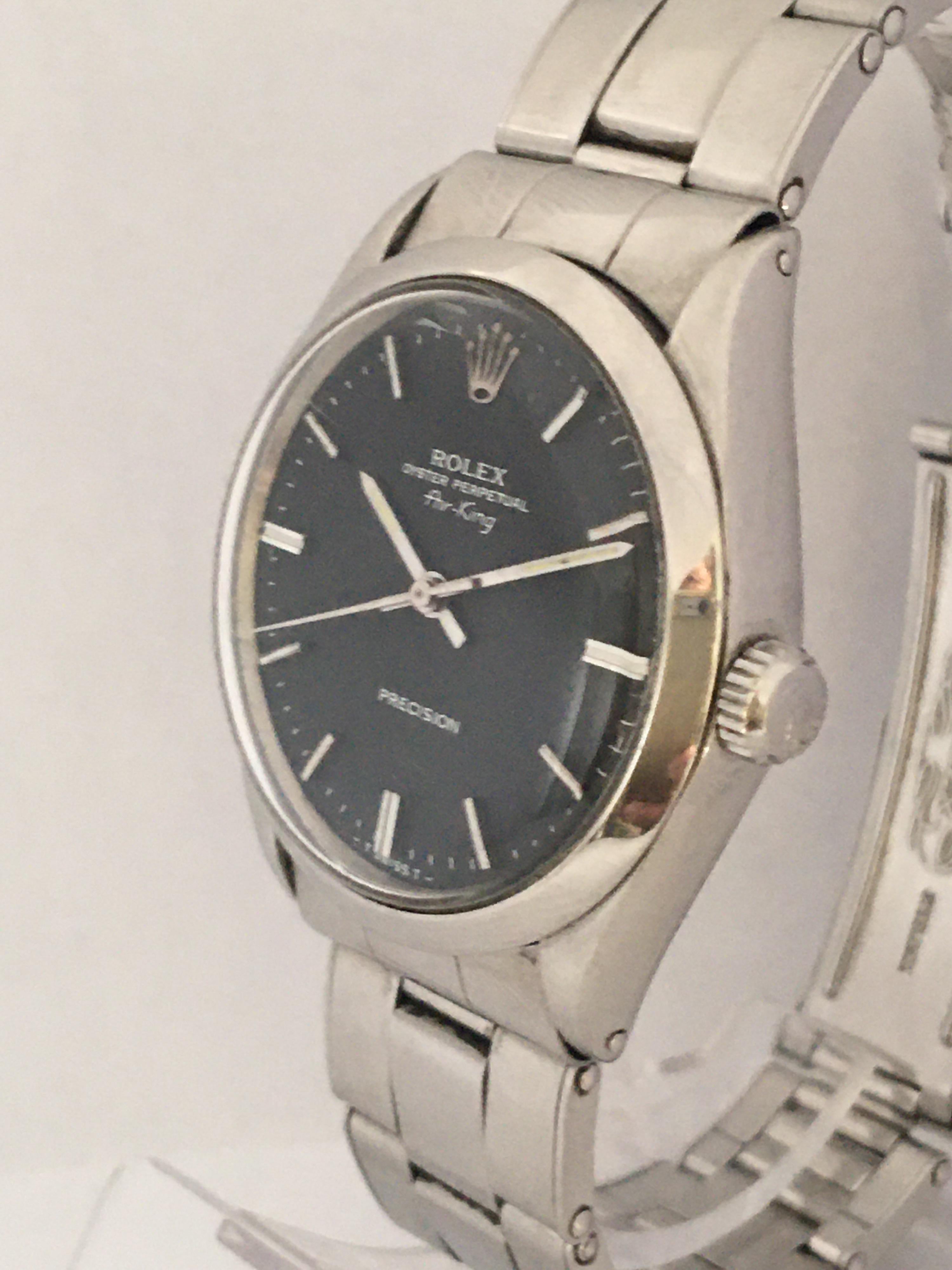 1960s SS Rolex Oyster Perpetual Air-King Precision, 1520 Mechanical Watch For Sale 7