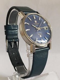 Vintage 1960s Edelstahl Blau Tissot Automatik Seastar