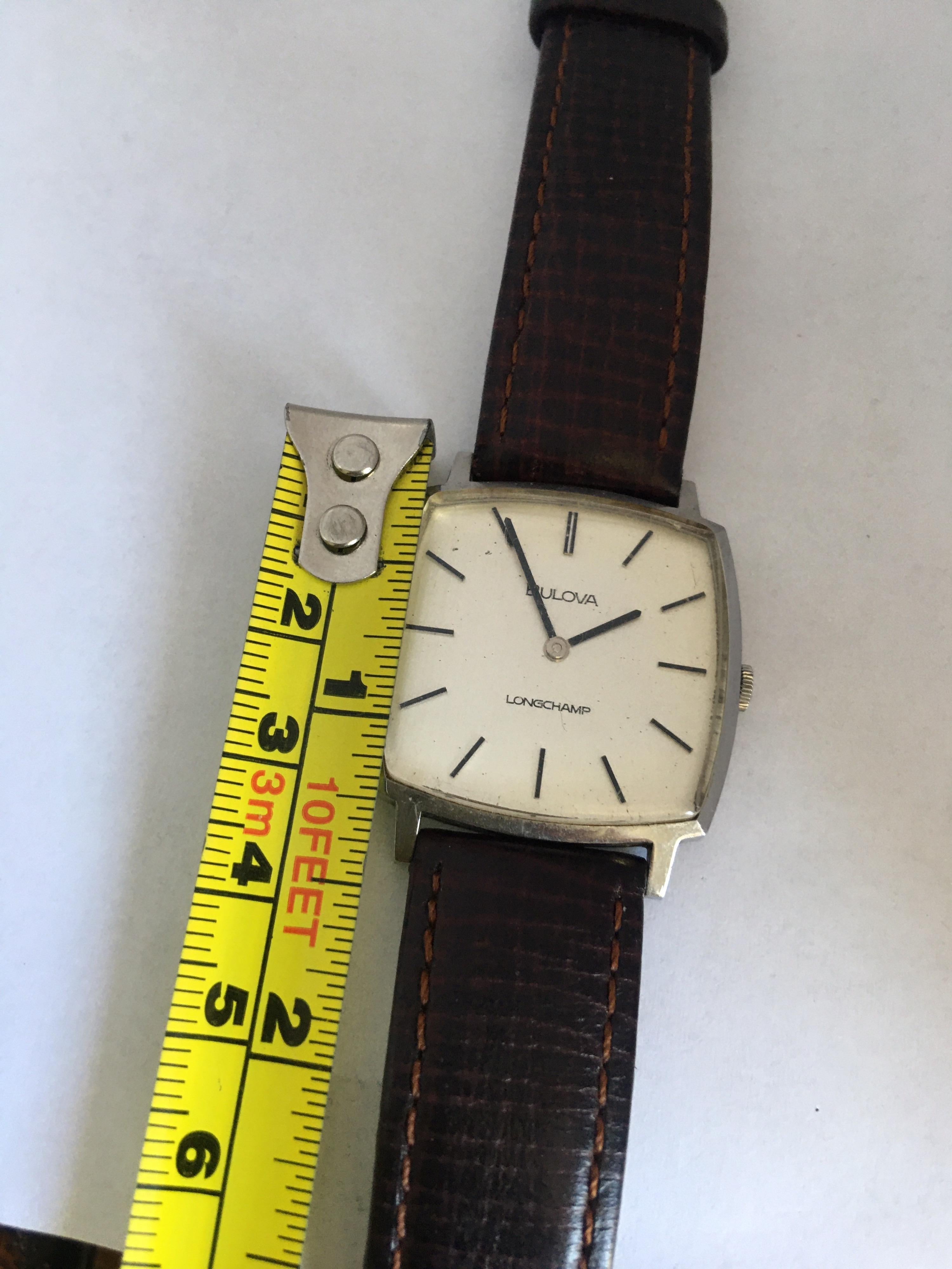 Women's or Men's Vintage 1960s Stainless Steel Bulova Longchamp Slim Mechanical Watch