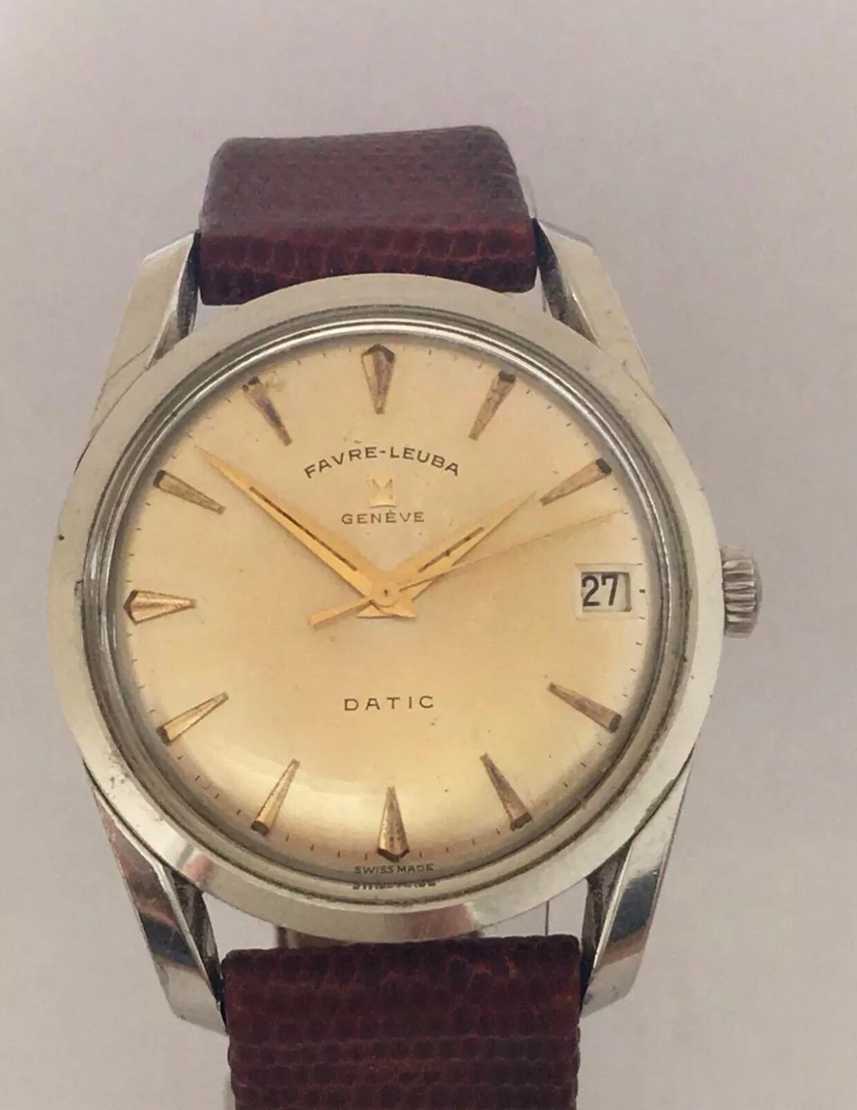 Edelstahl Favre-Leuba Geneve Datic Watch, 1960er Jahre im Angebot 6