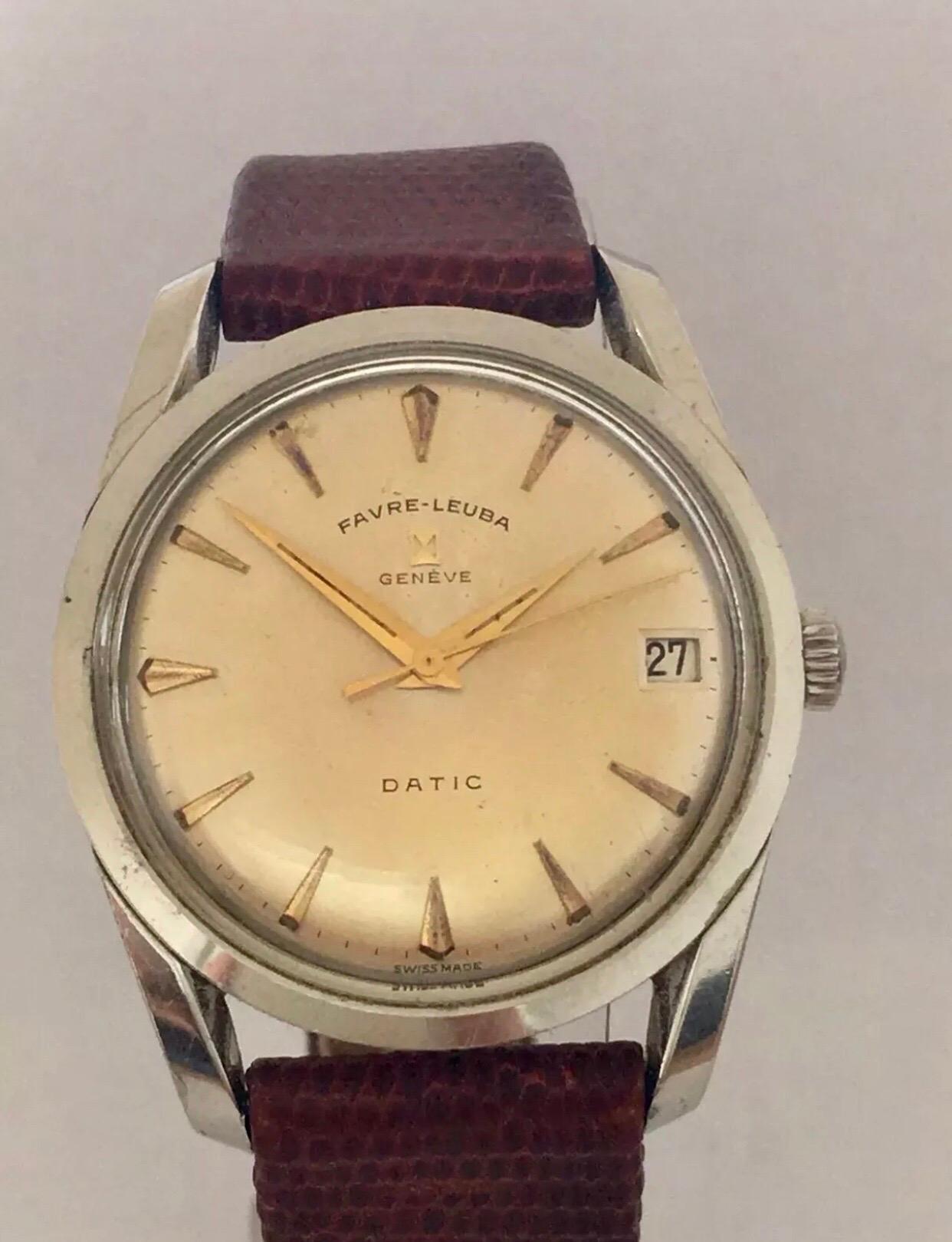 Edelstahl Favre-Leuba Geneve Datic Watch, 1960er Jahre im Angebot 2