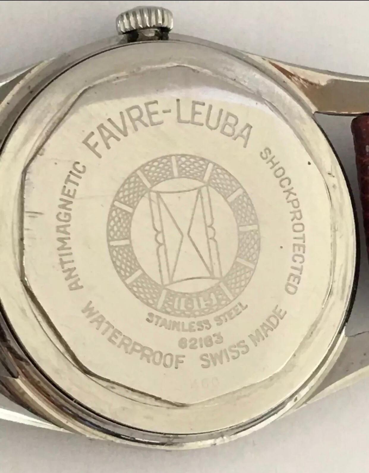 Women's or Men's Vintage 1960’s Stainless Steel Favre-Leuba Geneve Datic Watch For Sale