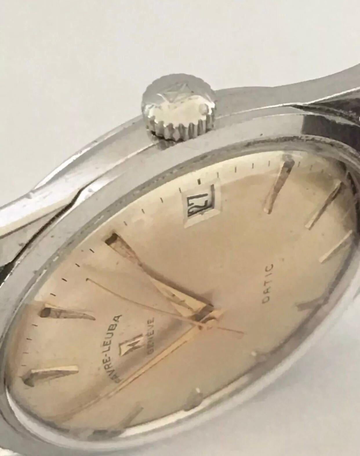 Vintage 1960’s Stainless Steel Favre-Leuba Geneve Datic Watch For Sale 2