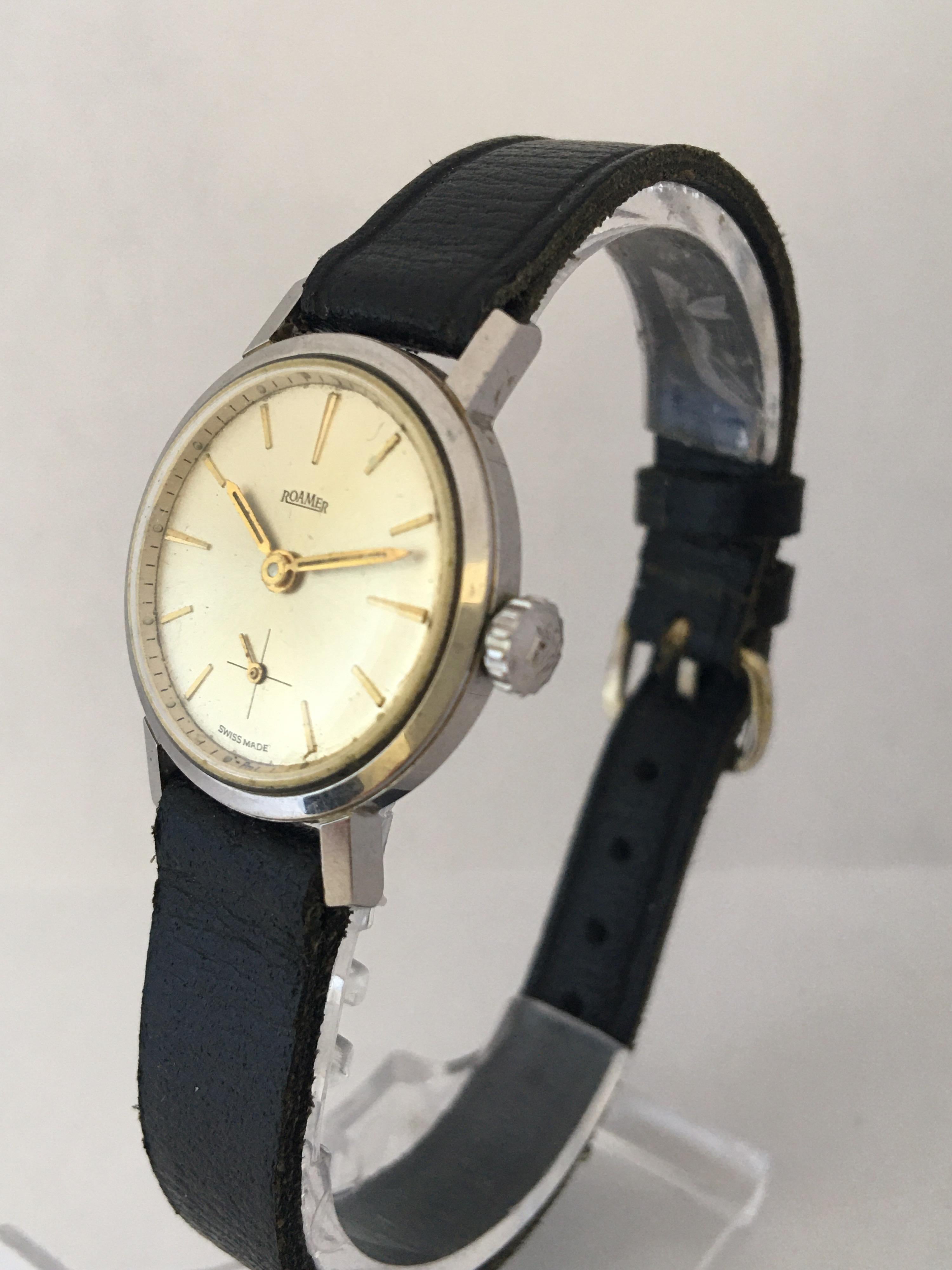 This beautiful 24mm watch diameter pre-owned vintage hand winding watch is in good working condition and it is running well. Visible signs of ageing and wear with light scratches on case as shown.

Please study the images carefully as form part of