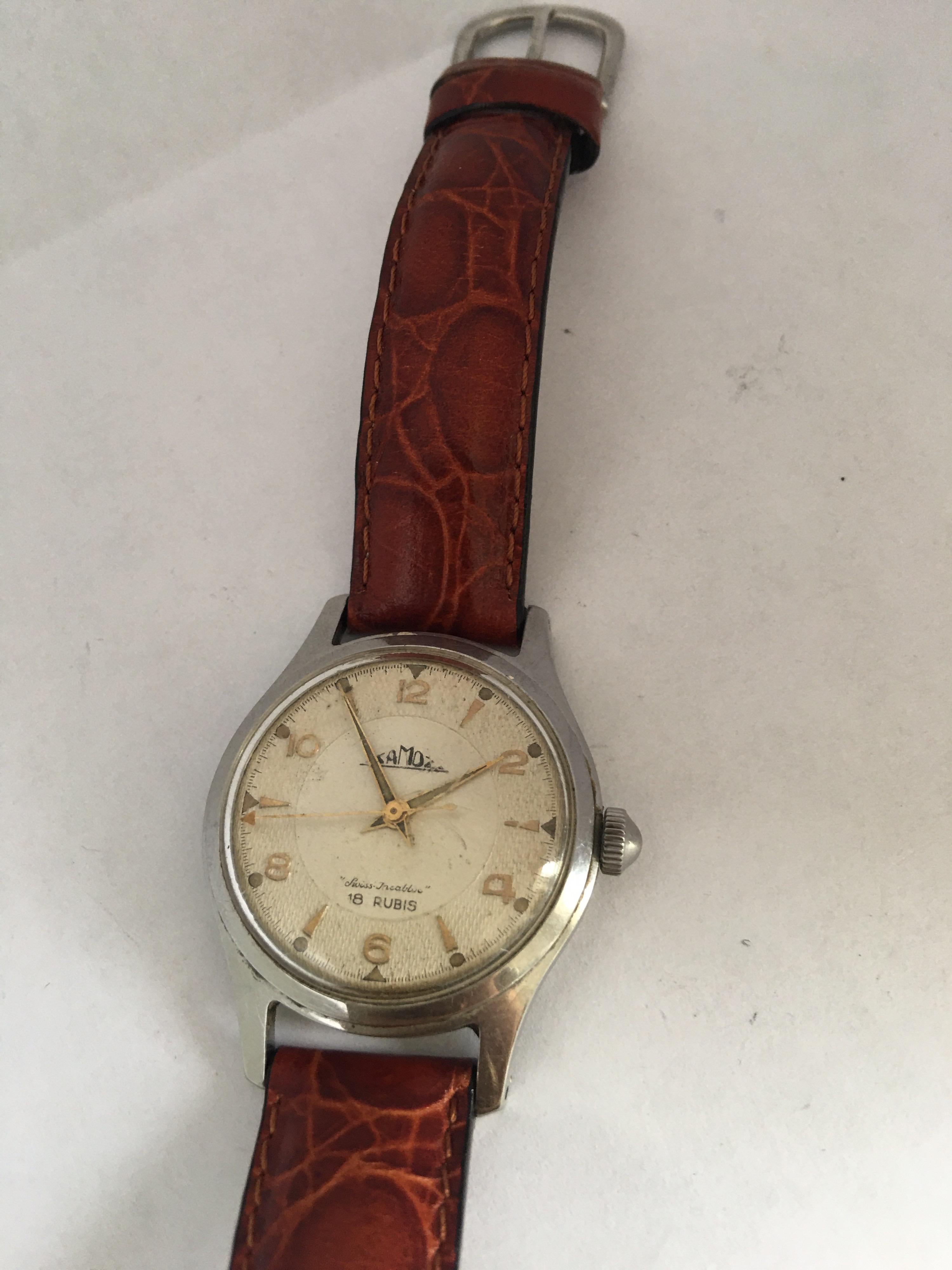 Vintage 1960s Stainless Steel with Sweep Seconds Mechanical Watch For Sale 6