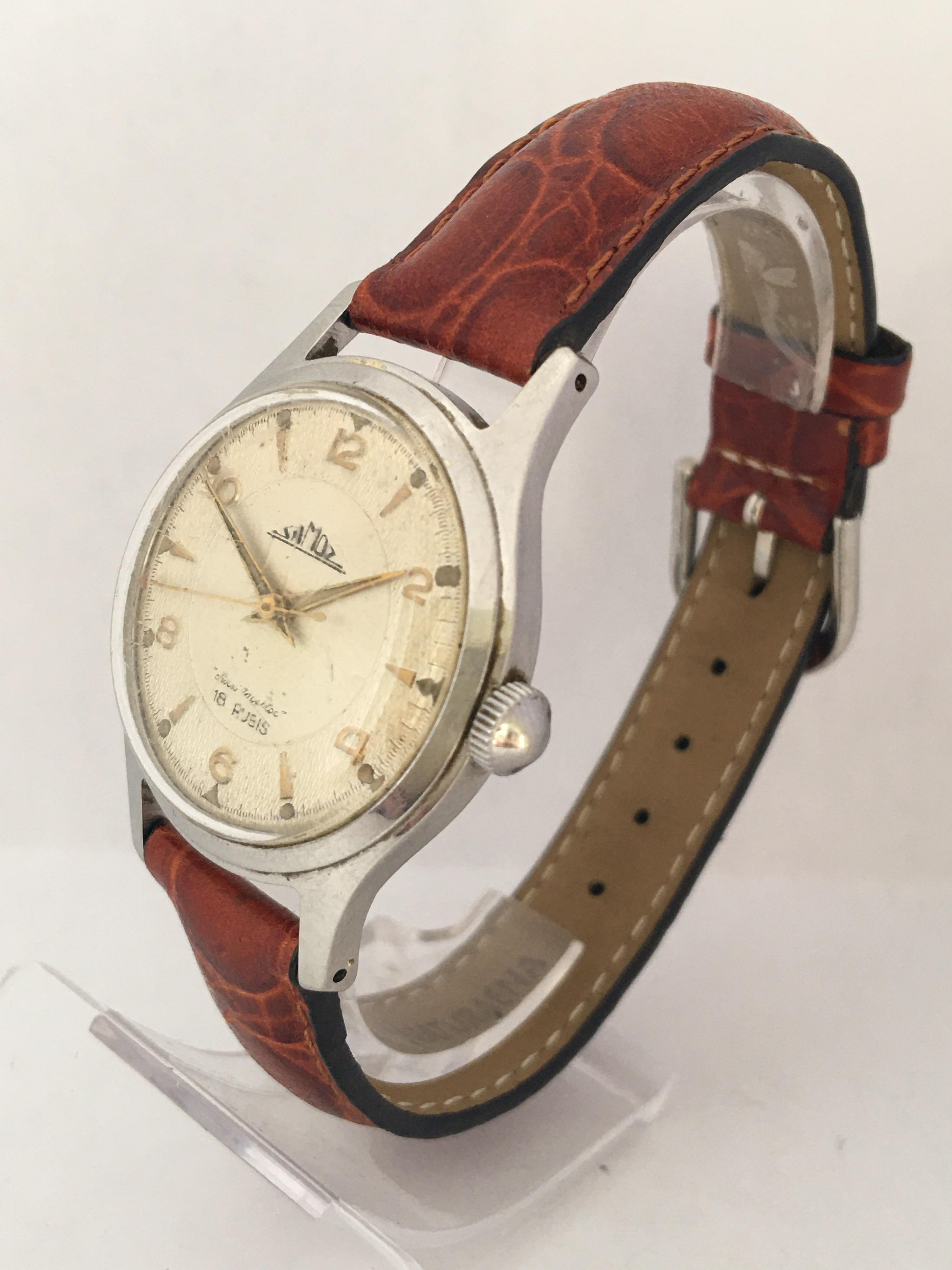 Women's or Men's Vintage 1960s Stainless Steel with Sweep Seconds Mechanical Watch For Sale