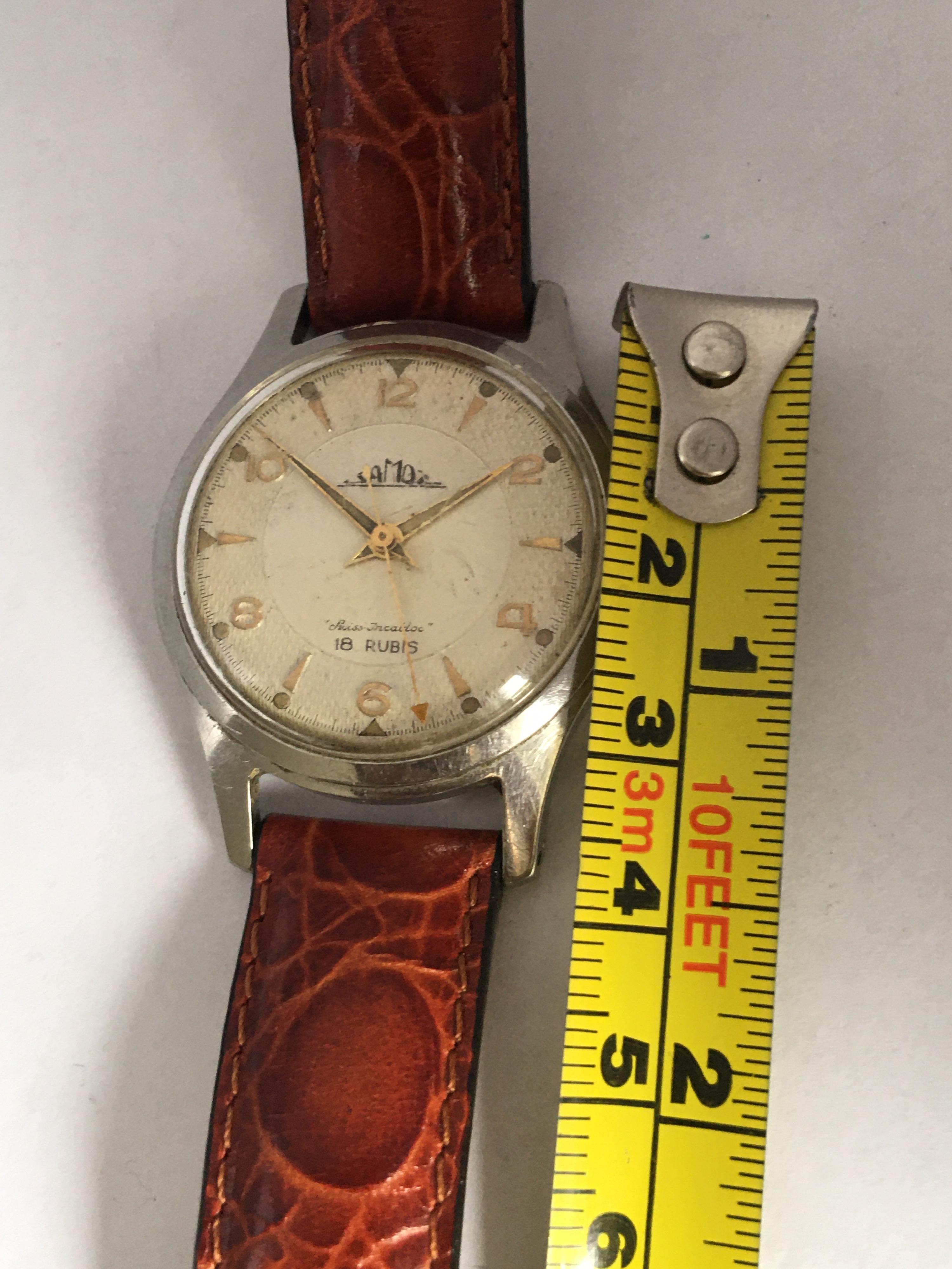 Vintage 1960s Stainless Steel with Sweep Seconds Mechanical Watch For Sale 4