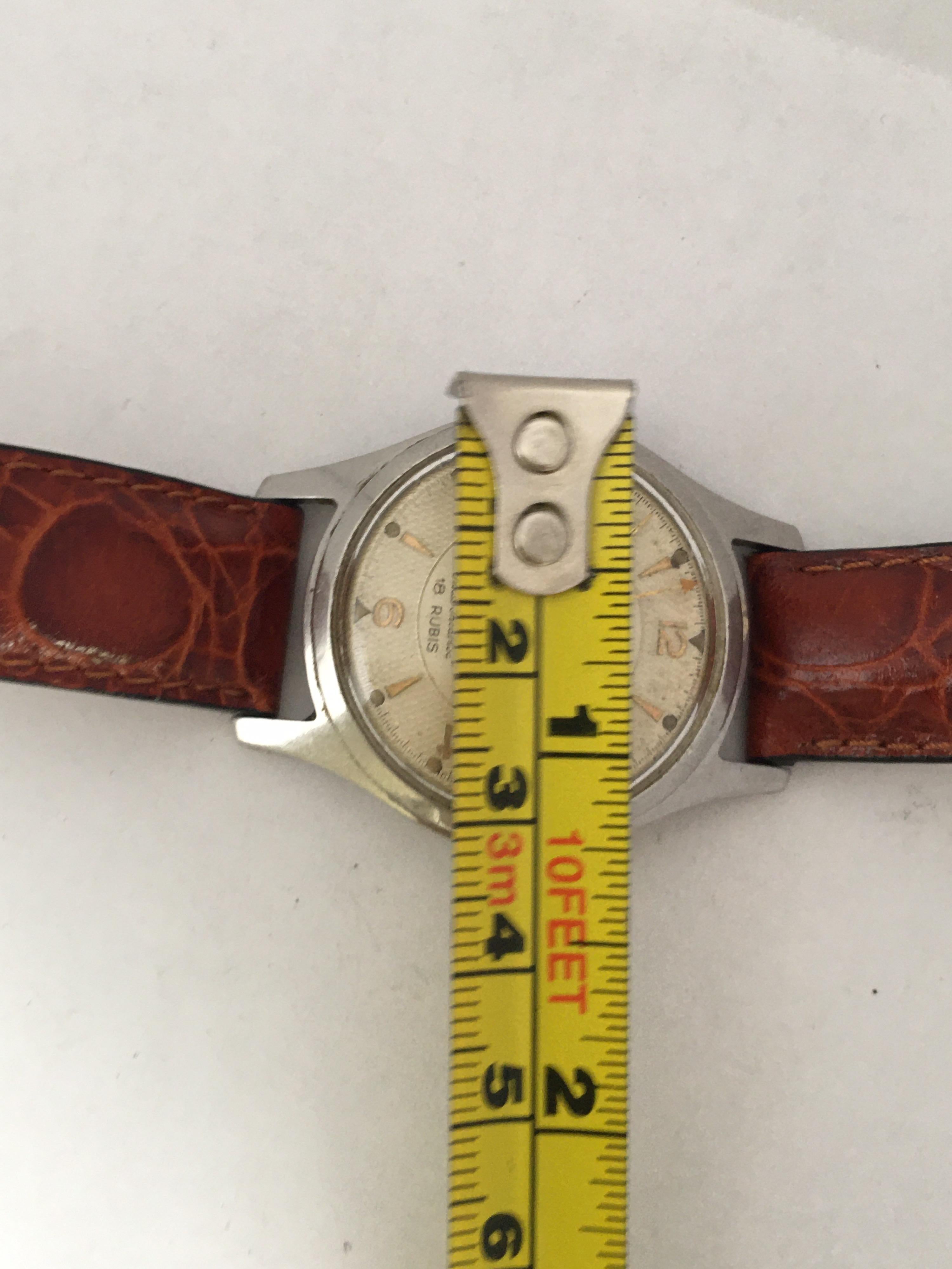 Vintage 1960s Stainless Steel with Sweep Seconds Mechanical Watch For Sale 5
