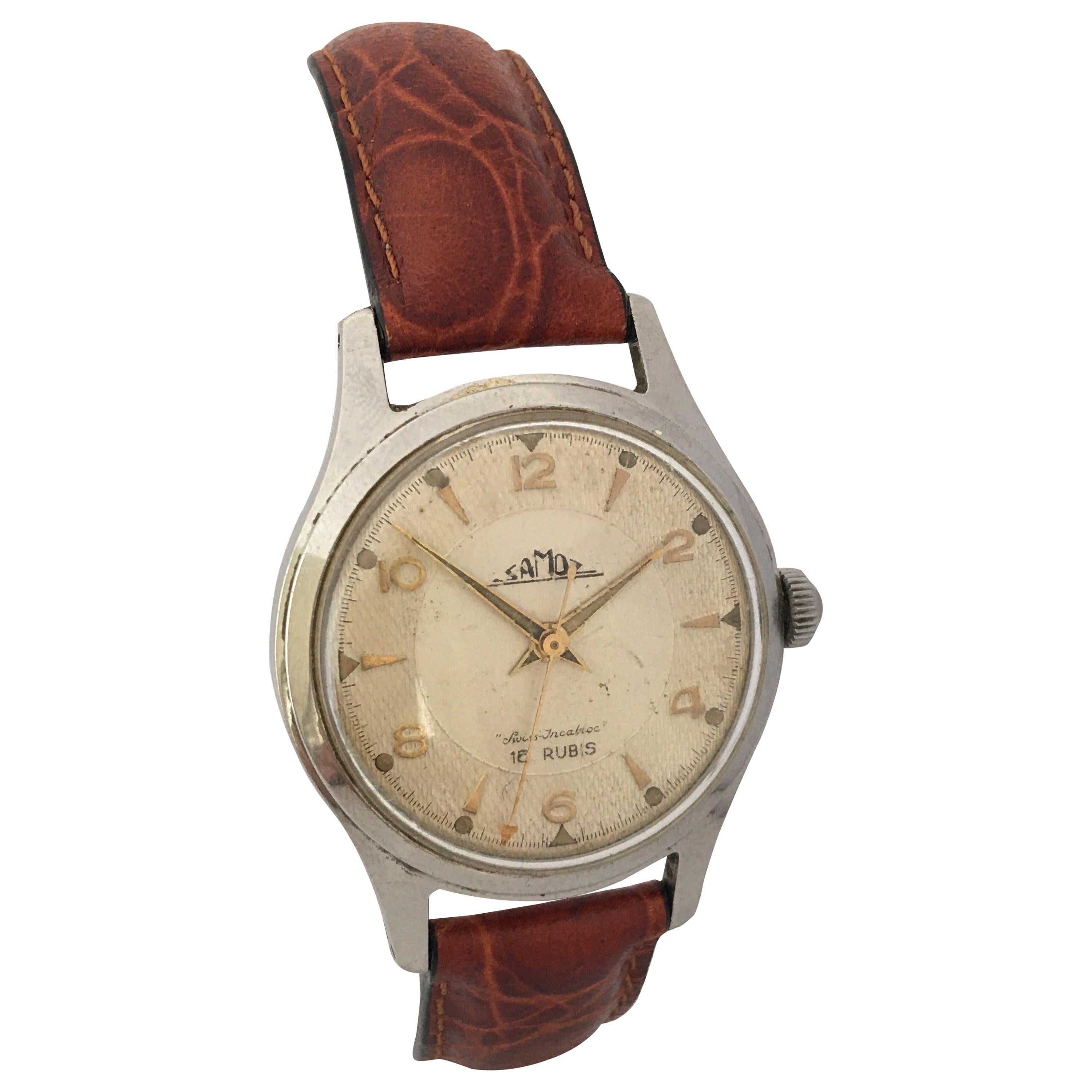 Vintage 1960s Stainless Steel with Sweep Seconds Mechanical Watch For Sale