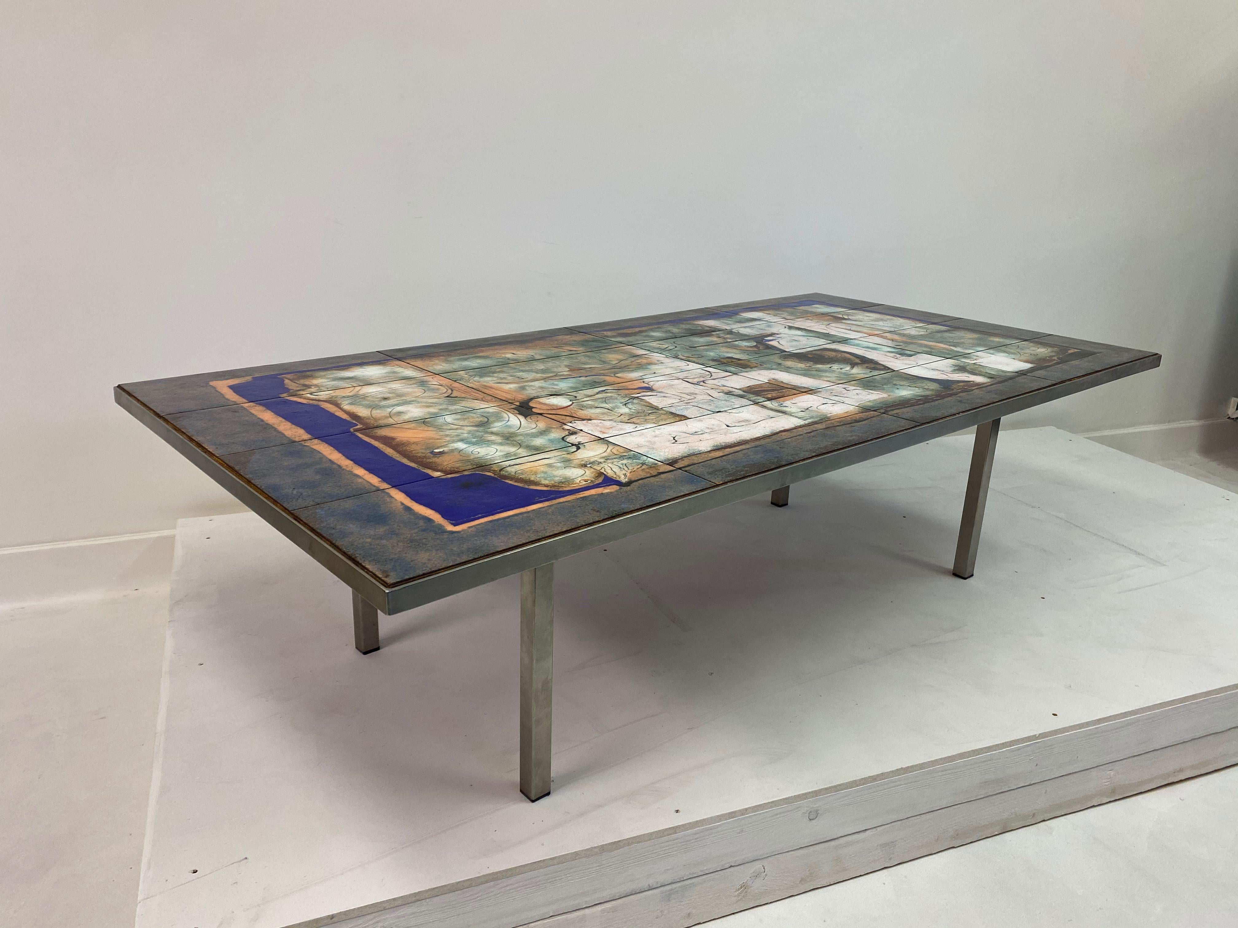 Vintage 1960s Steel Coffee Table with Enameled Top by Giorgio Musoni 6