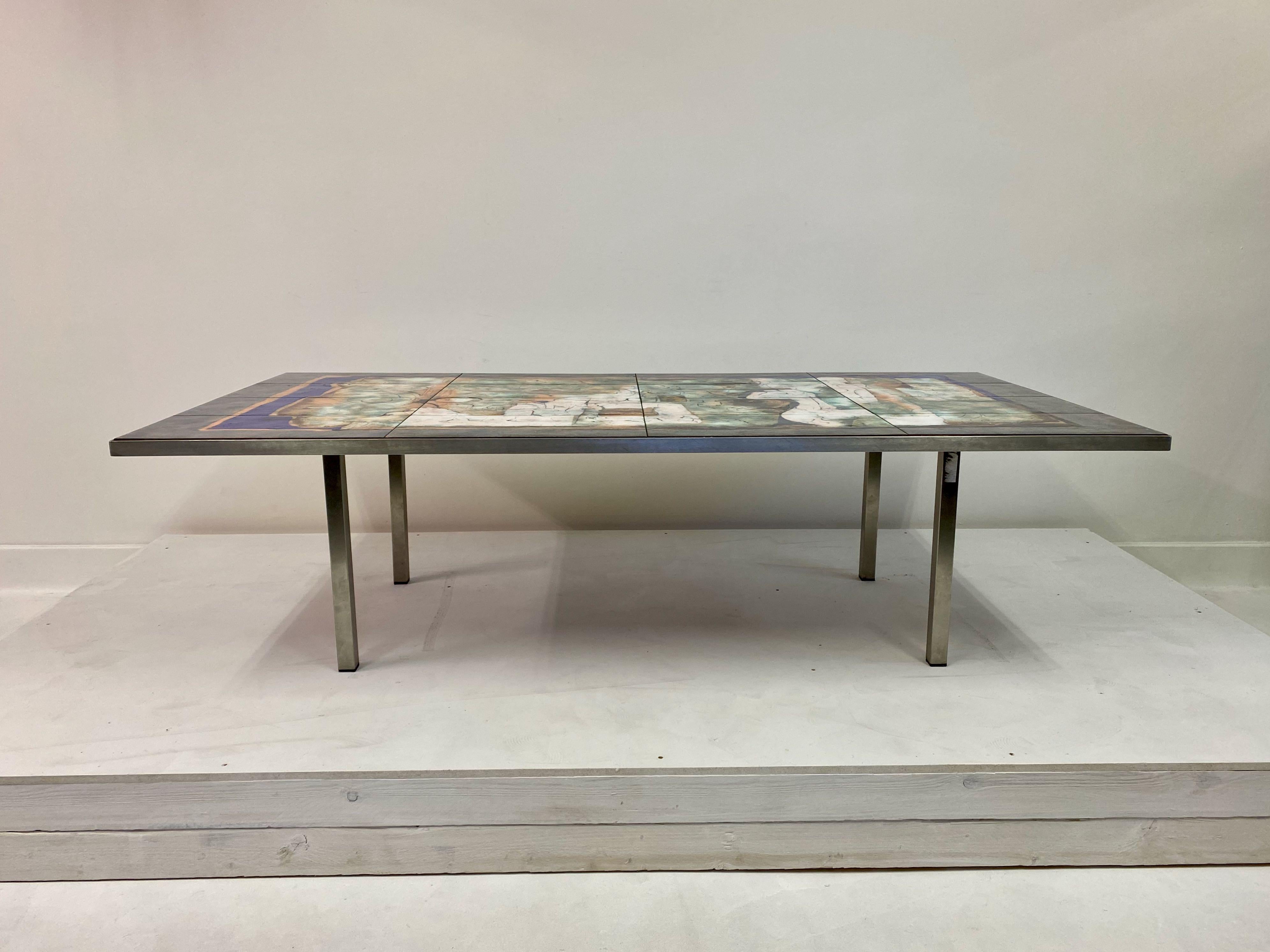 Danish Vintage 1960s Steel Coffee Table with Enameled Top by Giorgio Musoni