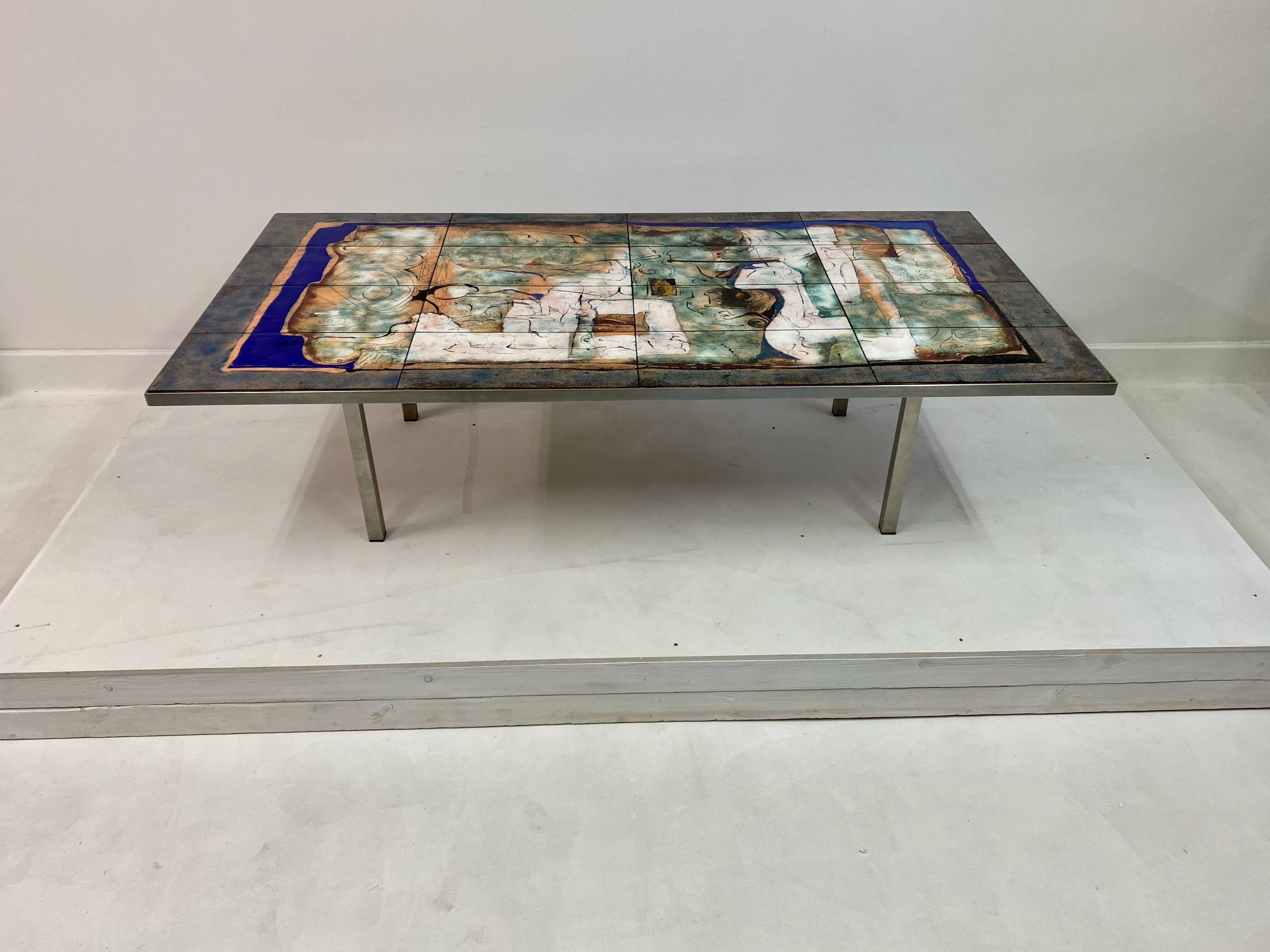 20th Century Vintage 1960s Steel Coffee Table with Enameled Top by Giorgio Musoni