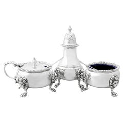 Set di condimenti in argento sterling vintage degli anni '60