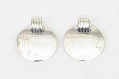 Vintage 1960's Sterling Silver Modernist Clip On Earrings