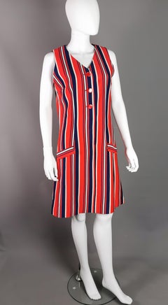 Vintage 1960s Striped midi dress, Mod style