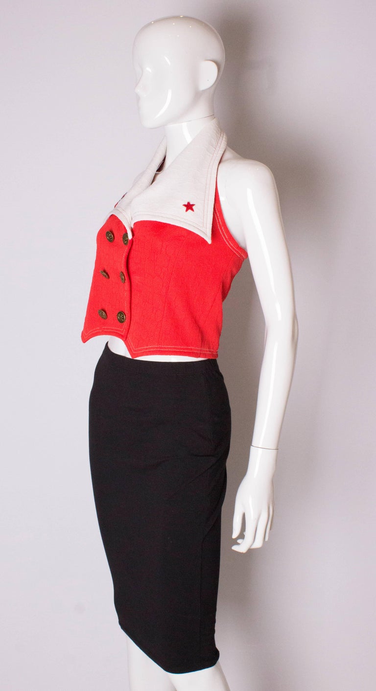 Red Vintage 1960s Summer Sailor Top  For Sale