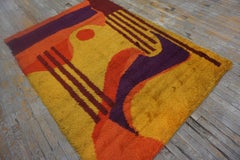 Gold Color Vintage Scandinavian Mid Century Modern Swedish Shag Pile Rya Carpet