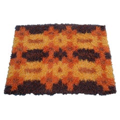 orange rugs Vintage 1960
s Swedish Modern Orange / Brown Rya Rug by Tabergs