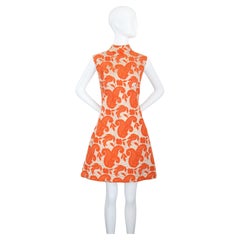 Vintage 1960's Tangerine Gold Lurex Brocade Paisley Cocktail Dress UK 10 US 6