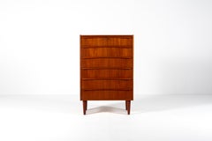 Vintage 1960s Teak Tallboy Chest of Six Drawers, Denmark