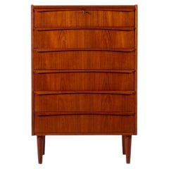 Vintage 1960s Teak Tallboy Chest of Six Drawers, Denmark
