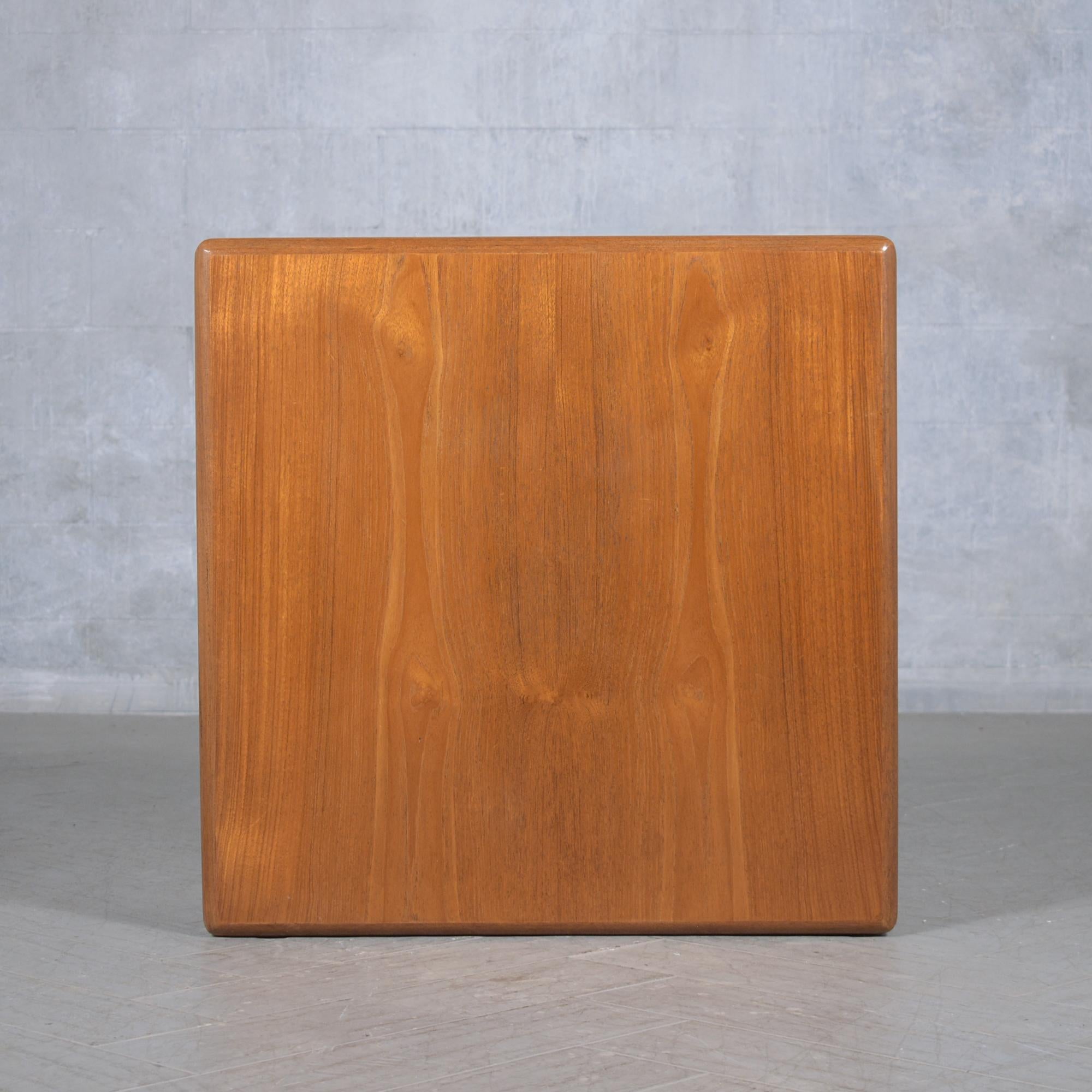 Mid-20th Century Vintage 1960s Teak Wood Waterfall Side Table - Fully Restored and Sleek Design For Sale