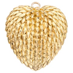 Vintage 1960s Tiffany & Co. 18k Yellow Gold Puffy Heart Pendant Brooch