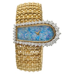 Vintage 1960s Tiffany & Co. Dress 18K Yellow Gold Opal Diamond Dial Manual 40 mm