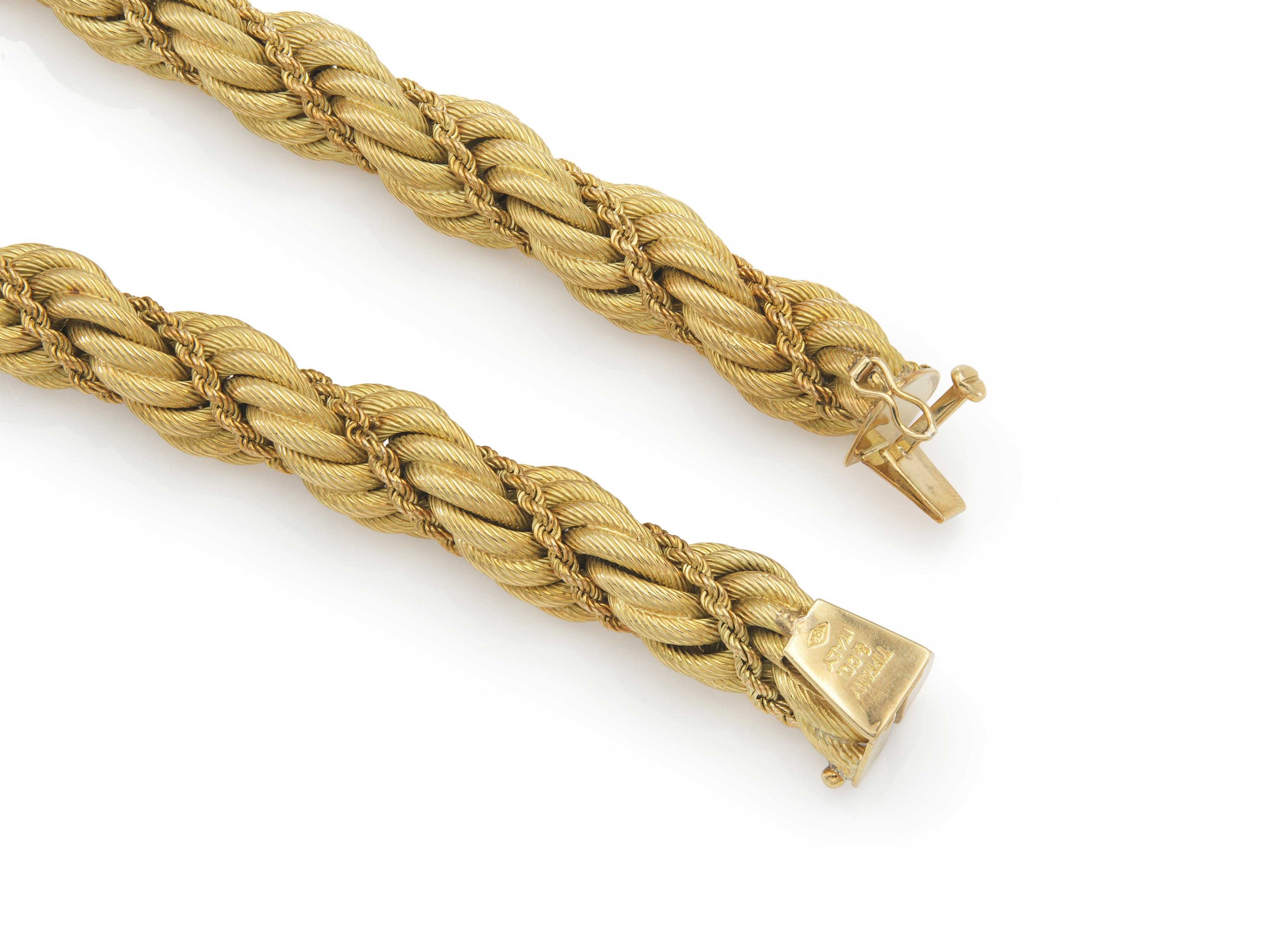 Women's Vintage 1960s Tiffany & Co. Gold Rope Collar Necklace For Sale