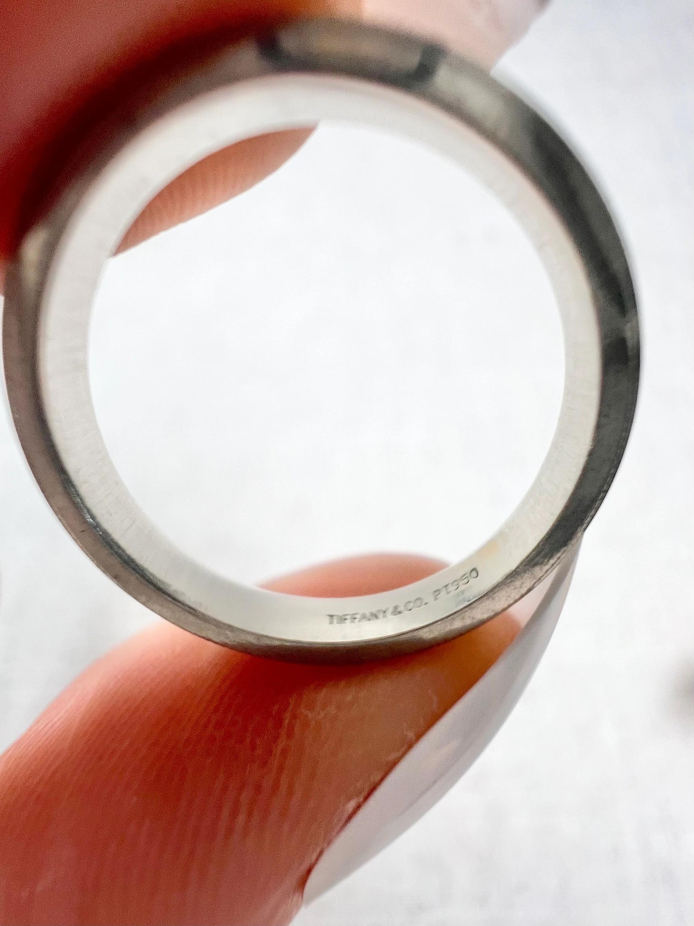 Women's or Men's Vintage 1990s Tiffany & Co Platinum Tiffany Together Milgraine Edge Wedding Band For Sale