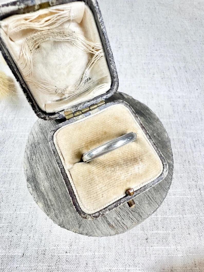 Vintage 1990s Tiffany & Co Platinum Tiffany Together Milgraine Edge Wedding Band For Sale 5