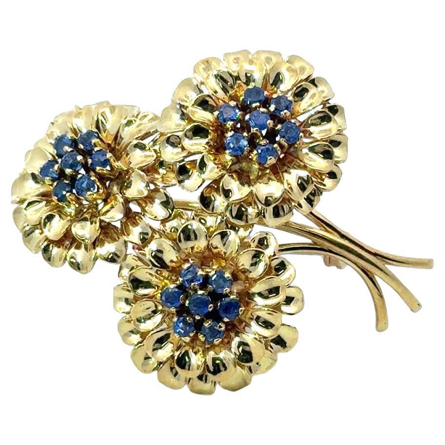 Vintage 1960's Tiffany & Co. Sapphire 18K Gold Pin For Sale