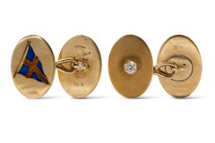 Vintage 1960s Tiffany & Co. Yacht Club Flaggen Manschettenknöpfe mit Diamanten im Minenschliff