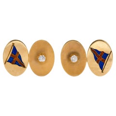 Vintage 1960s Tiffany
Co. Yacht Club Flag Cufflinks with Old Mine Cut Diamonds Vintage 1960s Tiffany
Co. Yacht Club Flag Cufflinks with Old Mine Cut Diamonds