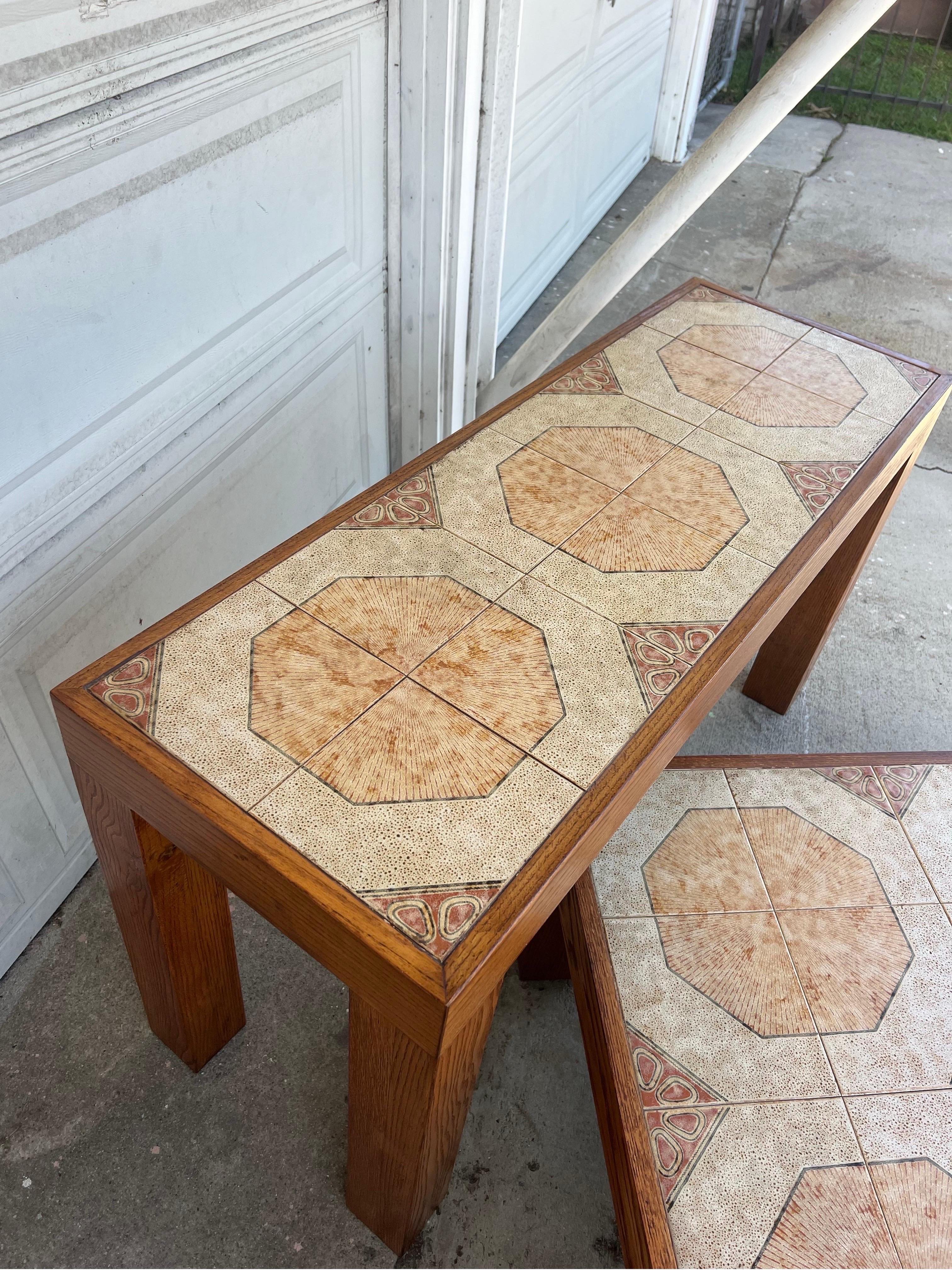 Mid-Century Modern Vintage 1960s Tile Top Console Table