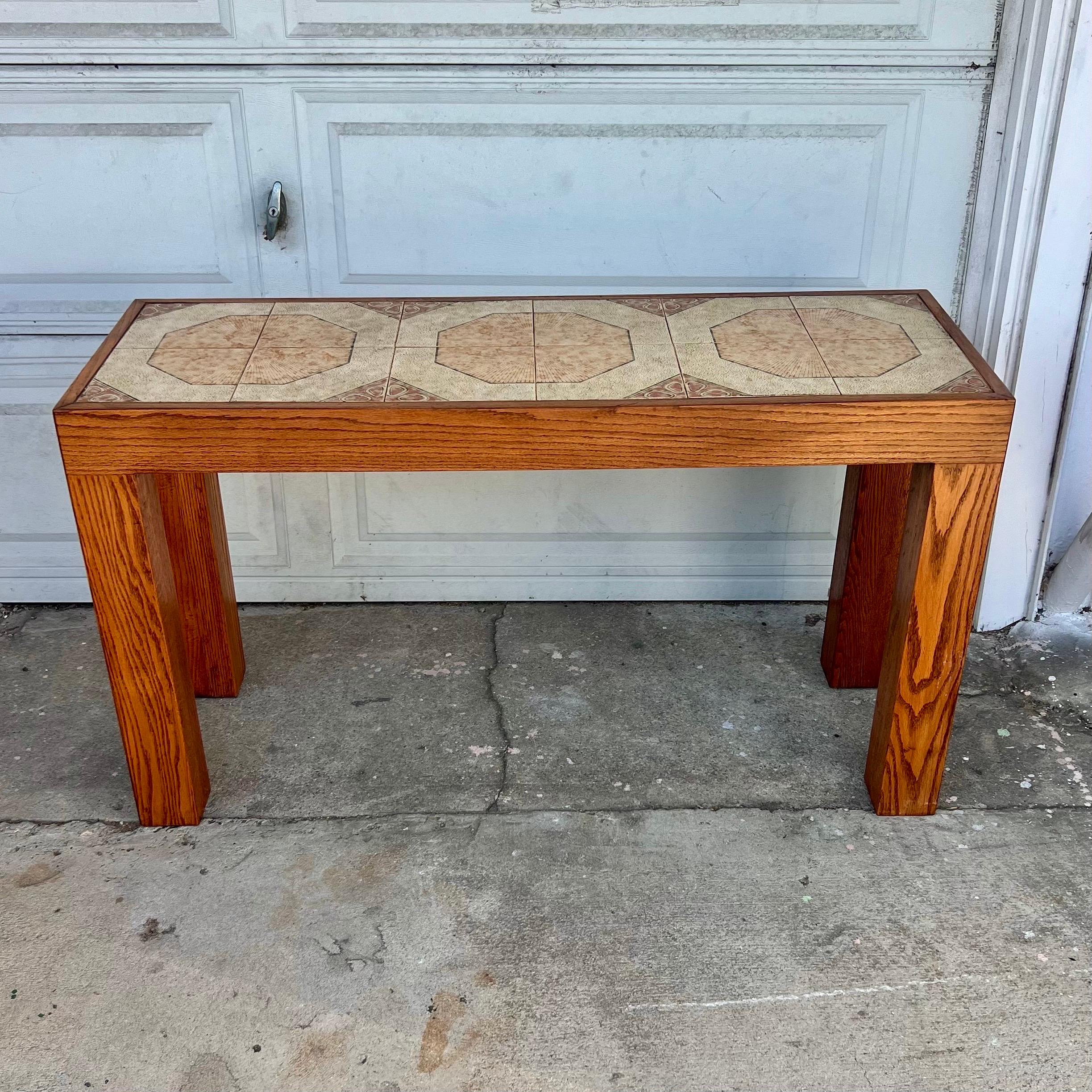 Vintage 1960s Tile Top Console Table In Good Condition In Los Angeles, CA