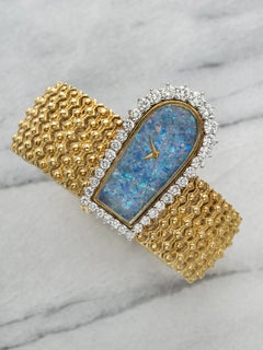 Vintage 1960s Tishman & Lipp Dress 18K YG Opal Diamond Dial Manual 40 mm