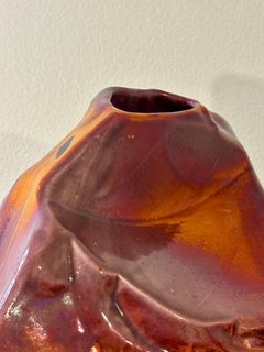 Vintage 1960s Tony Evans Raku Studio Pottery Vase, Abstract Form