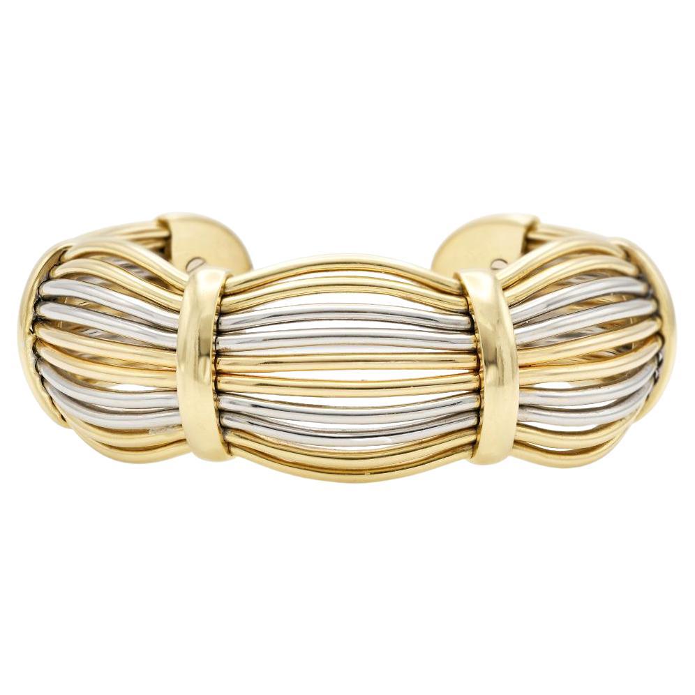 Vintage 1960s Tri-Tone Cuff Bracelet For Sale