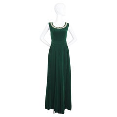 Traje Pantalón Vintage Años 60 Terciopelo Verde Conjunto Pantalón Palazzo Traje Vintage UK 10 US 6