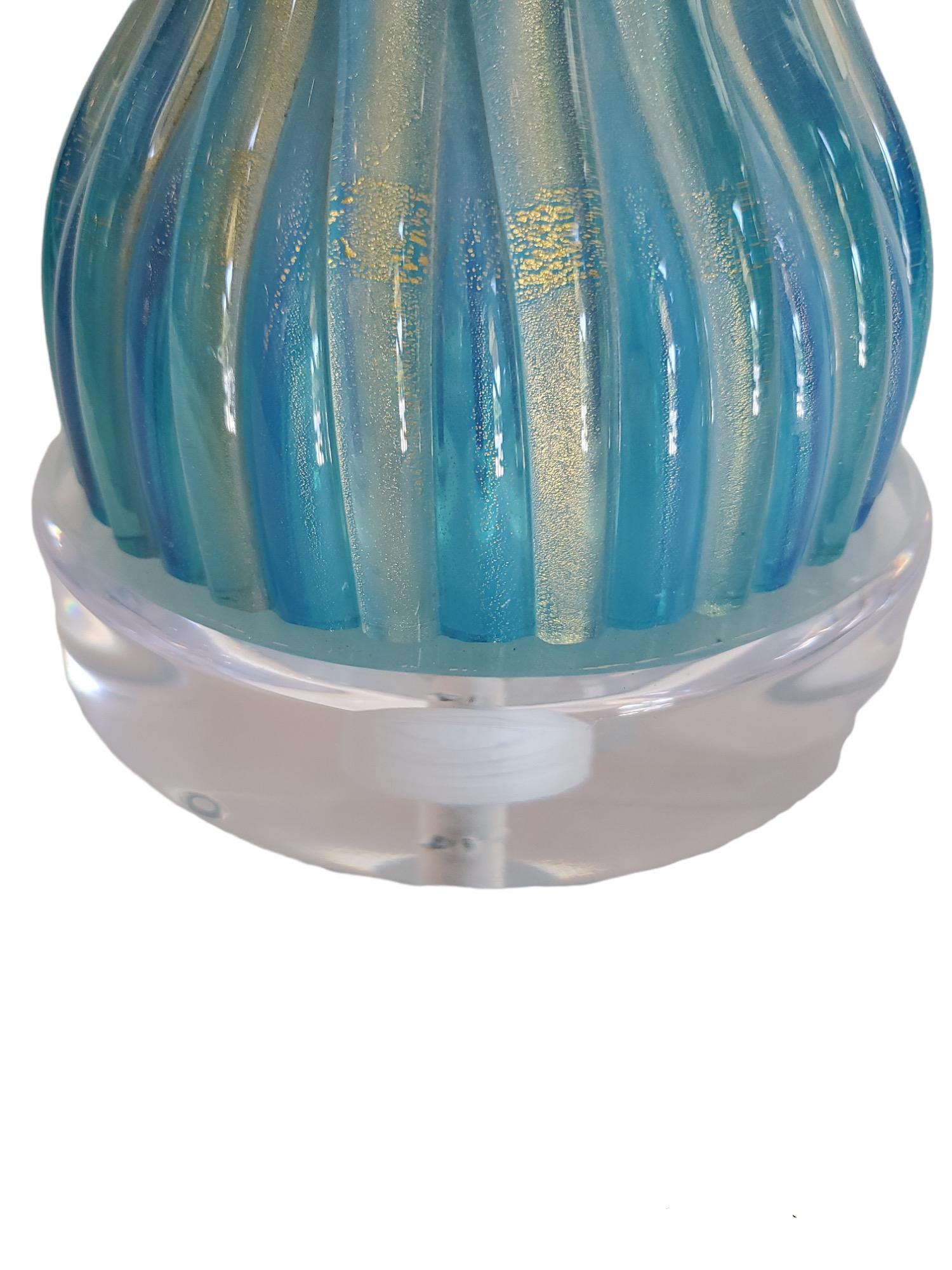 Italian Vintage 1960s Turquoise Murano Lamp For Sale