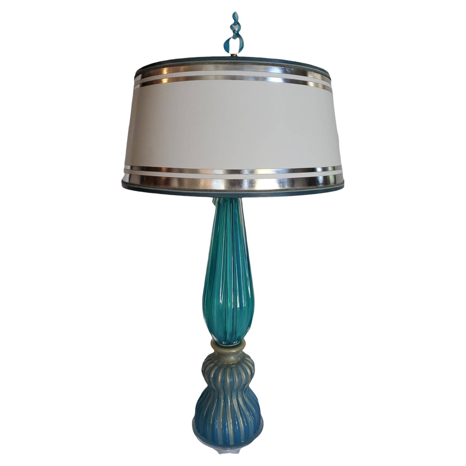 Vintage 1960s Turquoise Murano Lamp For Sale