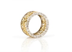 Vintage 1960s Two-Toned Openwork Leaf Band with Diamonds