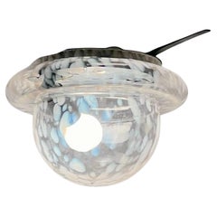 Vintage 1960s UFO Lamp- Mid-Century Modern Flush Mount with Spotted Glass Shade