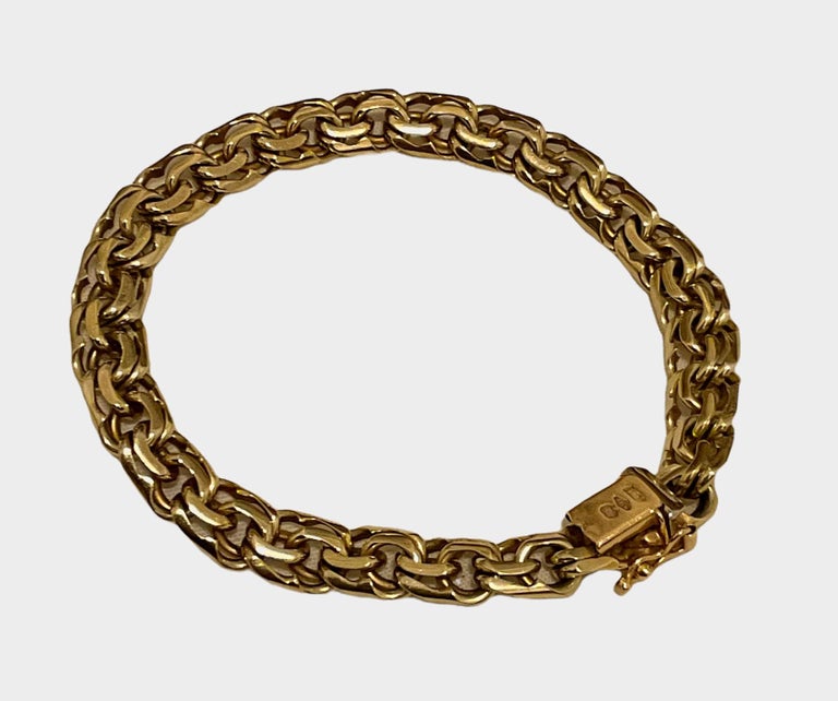 Bracelet Vintage UnoAERRE Années 70 - Maille Rolo En Or Massif 18K, Longueur 20 Cm, Fait En Italie - Occasion