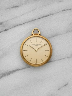 Vintage 1960s Vacheron Constantin Pocket Watch 1024 18K YG Linen Dial 34 mm