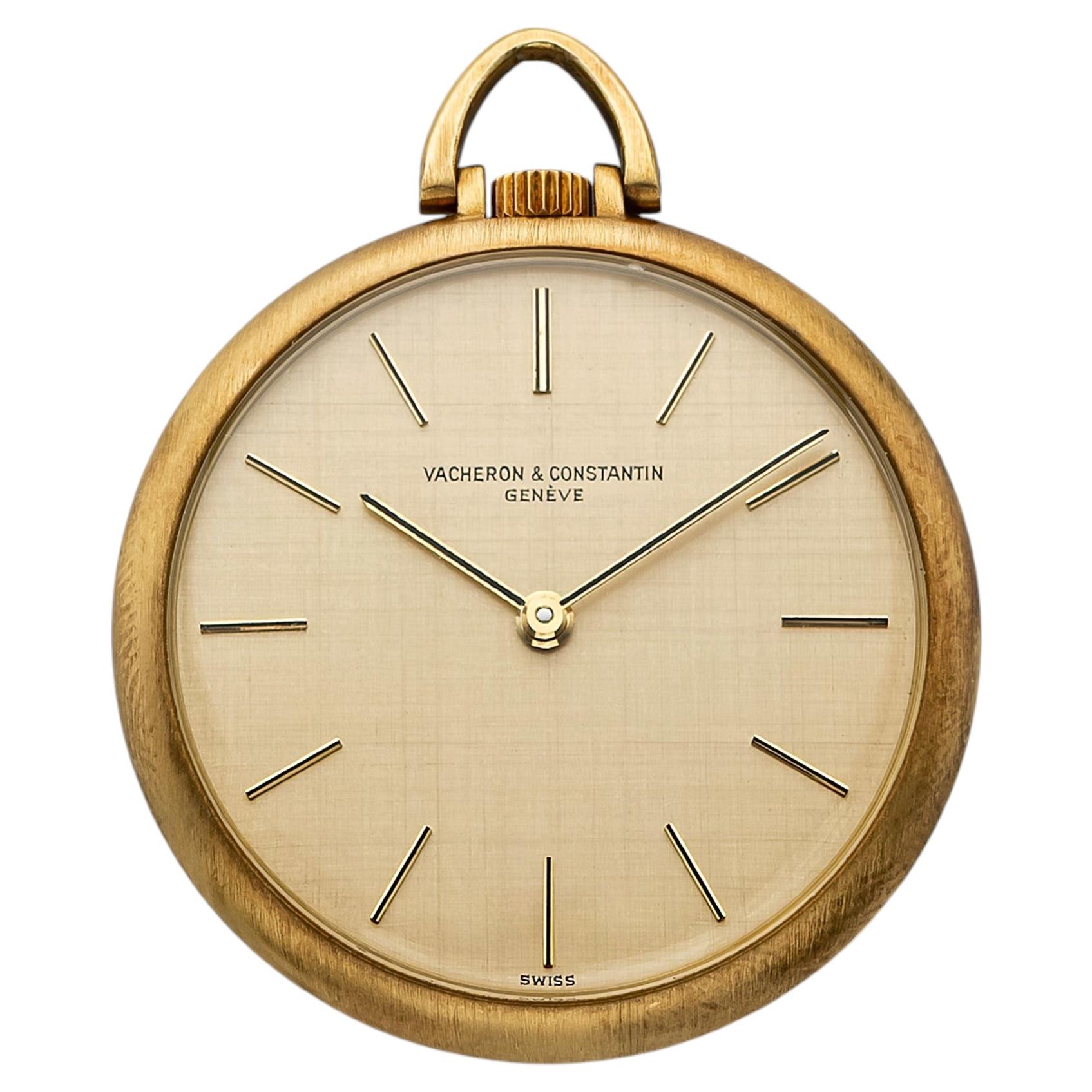 Pre-owned Vacheron Constantin Vintage 1960s  Pocket Watch 1024 18k Yg Linen Dial 34 Mm In Multi