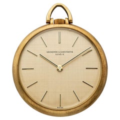 Vintage 1960s Vacheron Constantin Pocket Watch 1024 18K YG Linen Dial 34 mm
