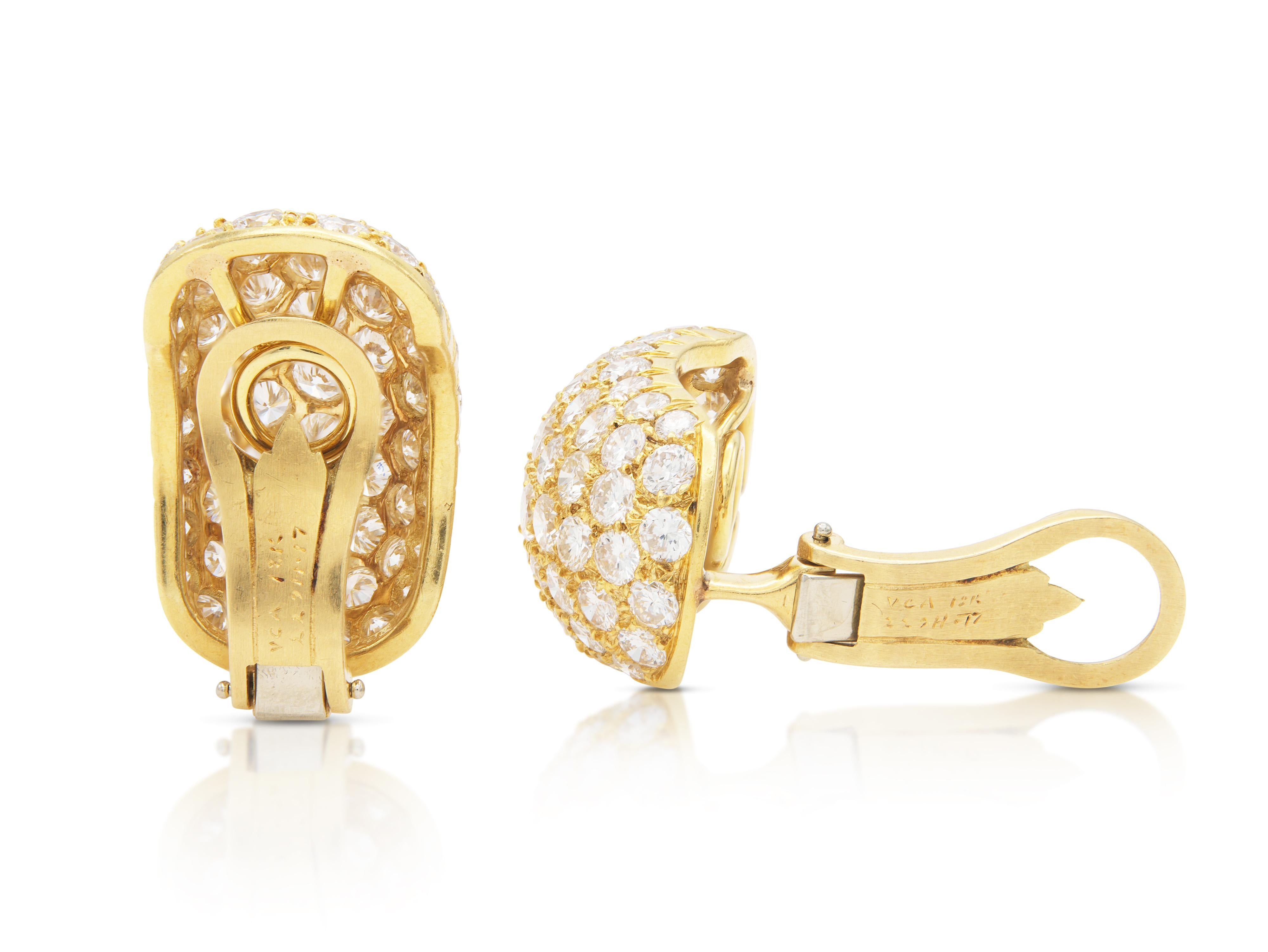 Van Cleef & Arpels Vintage 1960er Jahre Bombe-Ohrringe mit 10,00 Karat Diamanten im Zustand „Gut“ im Angebot in New York, NY
